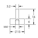 Specimen Mount, 45/90°, M4, 25 x 16mm