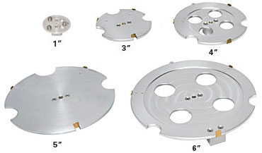 Six wafer holders for diameters varying from 2"-8"