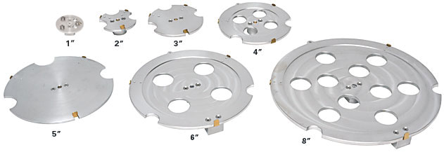 Six wafer holders for diameters varying from 2"-8"