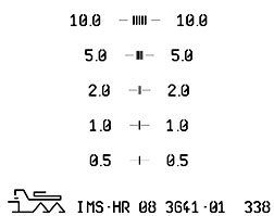 critical dimension specimen with a 10-5-2-1-0.5um structure