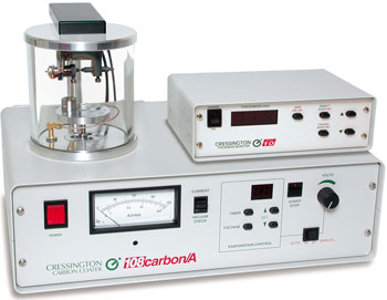 108C Auto Carbon Coater shown with the MTM-10 High Resolution Thickness Monitor 