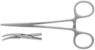 forceps, hemostat, halstead mosquito, curved, 5"