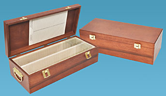 solid hardwood storage box for large glass slides