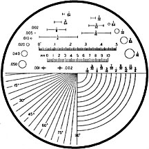 reticle scale, degree, radius