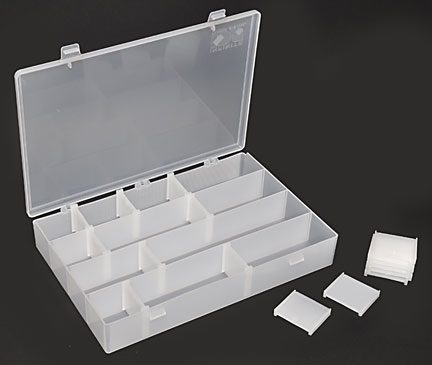 PELCO  Clear Polypropylene Storage Box with Dividers