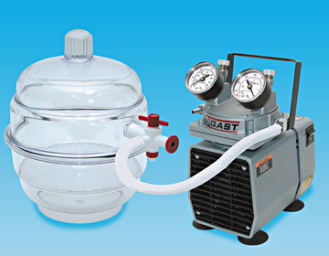 PELCO Air-Out Vacuum System with Diaphragm Vacuum Pump and Polycarbonate Desiccator