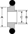 NW/KF adaptive centering ring, 304 stainless steel with viton o-ring