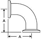 NW/KF 90° elbow, 304 stainless steel vacuum connectors