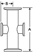 NW/KF reducing 4-way crosses, 304 stainless steel, vacuum connector