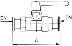 NW/KF 2-way ball valves, brass - nickel plated