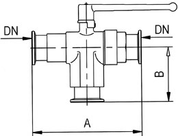 NW/KF 3-way ball valves, brass - nickel plated